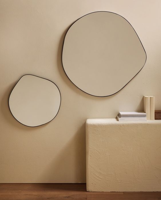 organic mirror shape Japandi wall decor ideas