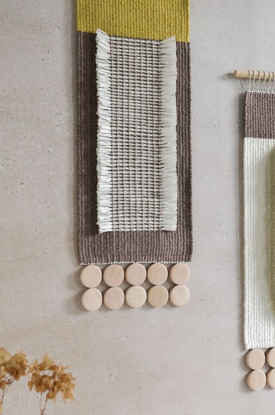 Japandi wall decor idea with woven wall hanging art