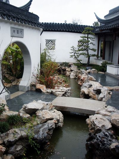 large water feature in Chinese garden