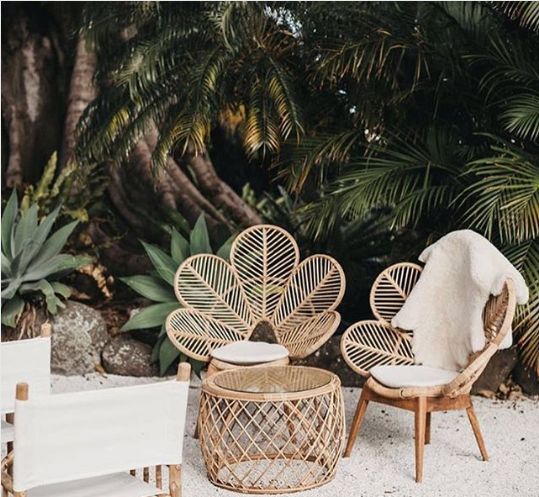 leave rattan chairs tropical patio decor