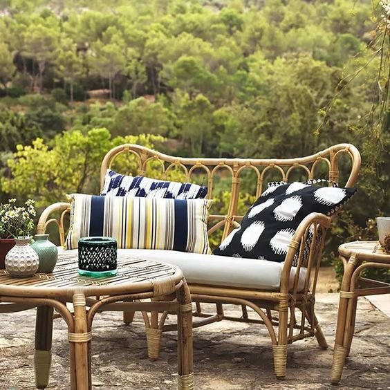 rattan loveseat summer patio decor