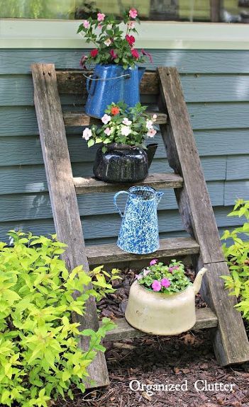 rustic tea kettle planter box