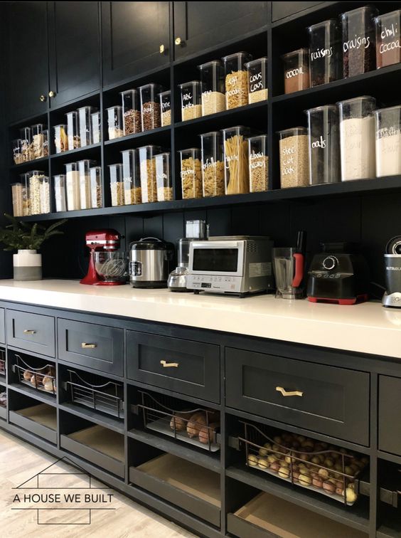 sleek masculine pantry design