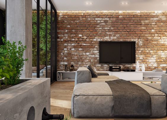 modern twist brick wall in the bedroom