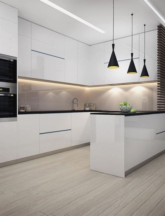 monochrome minimalist kitchen design
