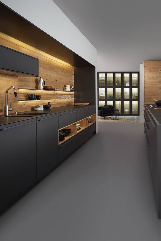 dove black kitchen cabinet