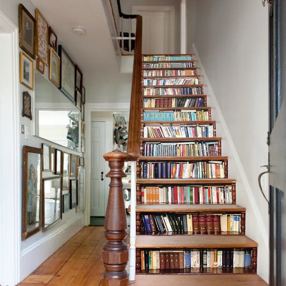 stairs and bookshelf