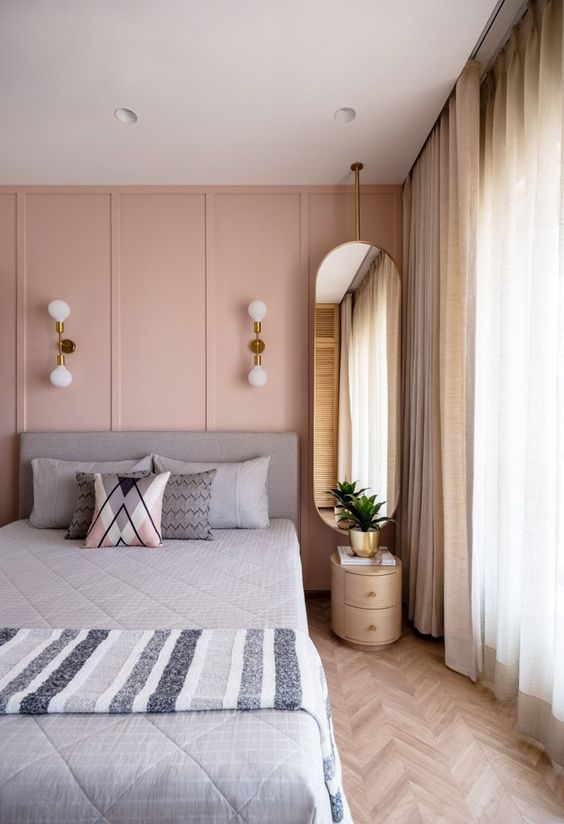 minimalist pink bedroom
