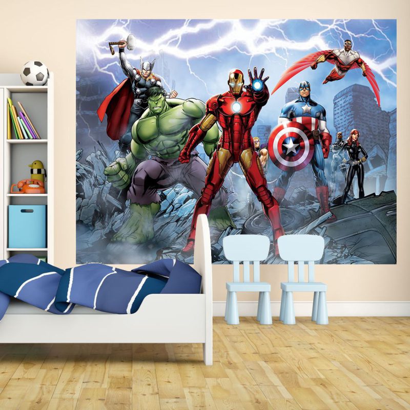 superhero wall mural