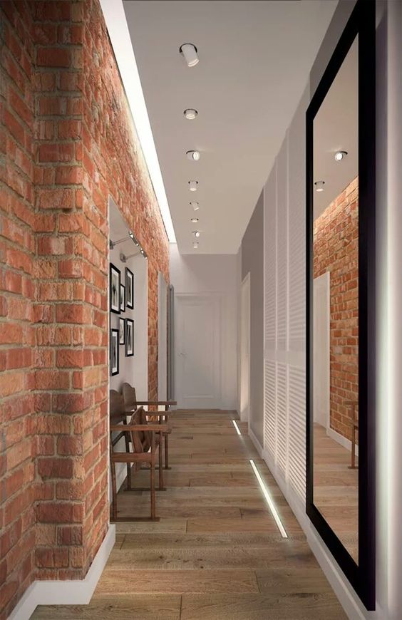 exposed brick wall for hallway