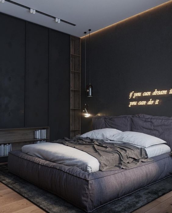 black industrial bedroom concept