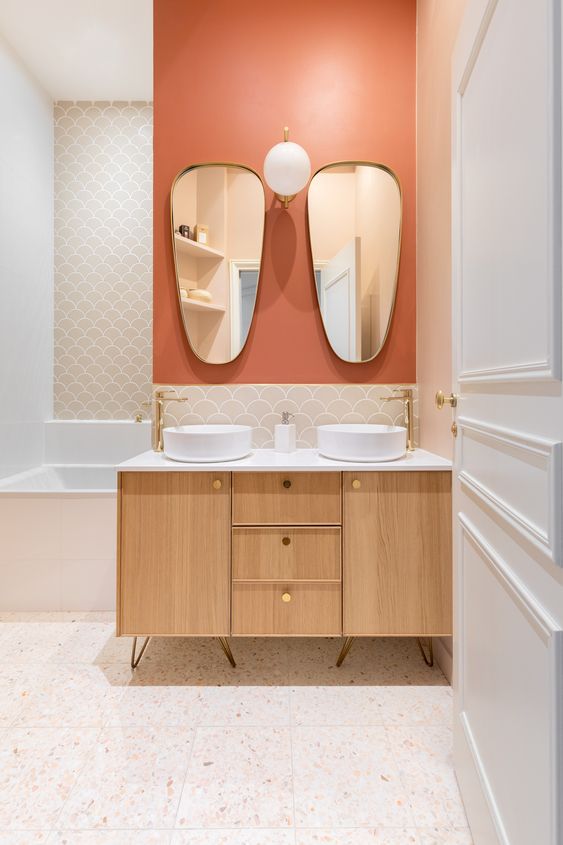 orange minimalist bathroom ideas