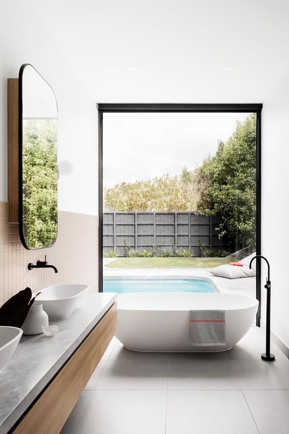 1. Modern Bathroom x Swimming Pool View