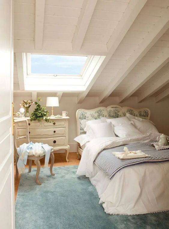 white attic bedroom decor