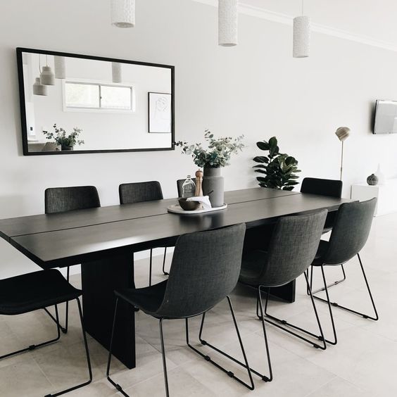 simple monochrome dining room