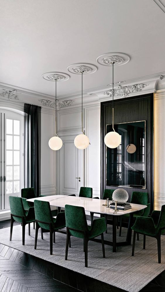 classic monochrome dining room design