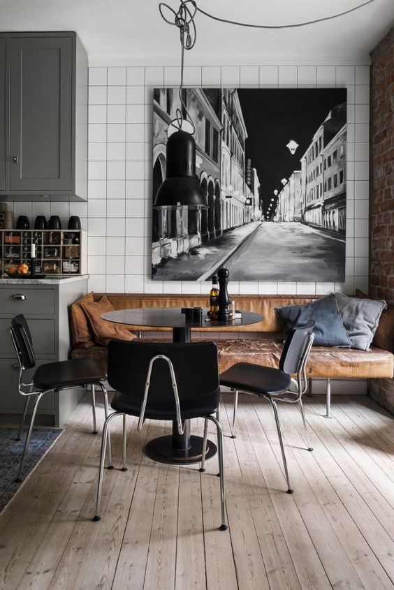 industrial monochrome dining room